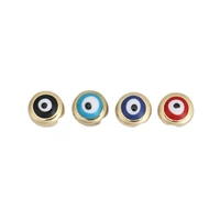 10 pcs enamel evil eye pattern round spacer beads zinc based alloy round beads gold color about 8mm dia for diy jewelry making