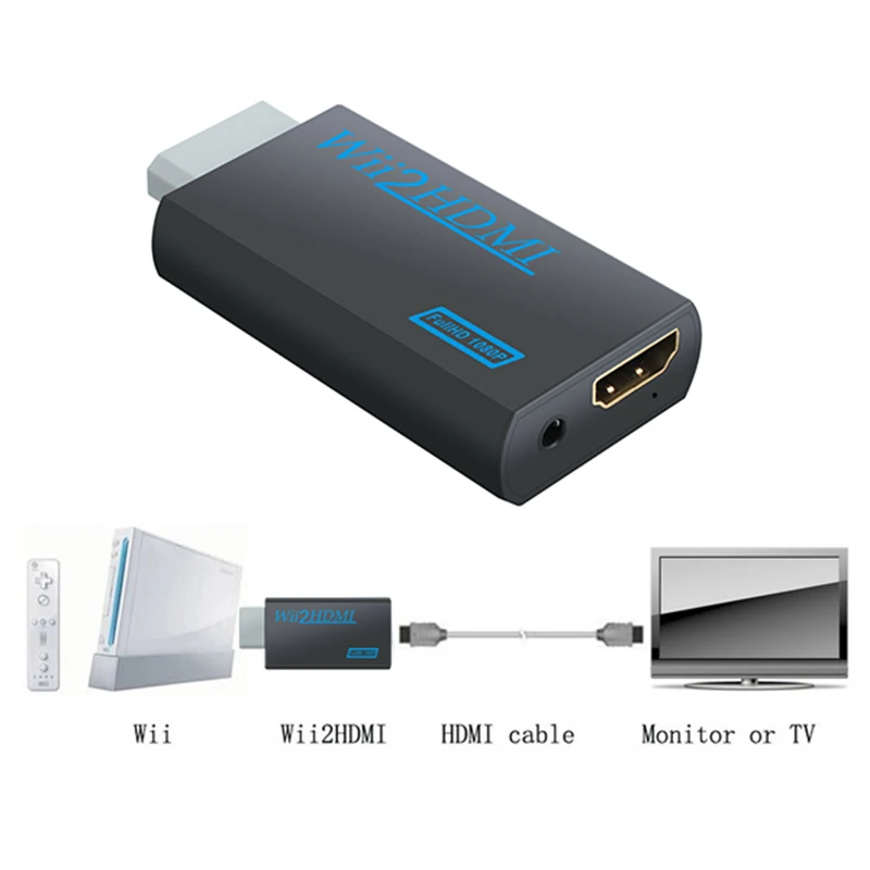 

Wii To HDMI Converter Adapter 1080p HD 3.5mm Jack AUX Audio Video Output Full HD 720P 1080P For HD TV Wii PC Monitor Converter