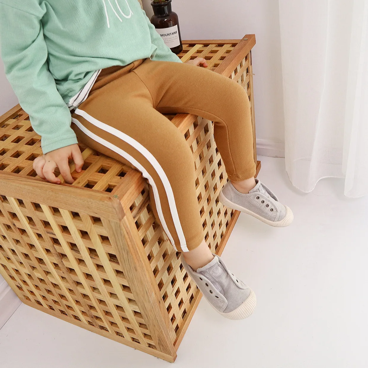 Осень 2020 Обтягивающие штаны из чистого хлопка с полосками сбоку для мальчиков и