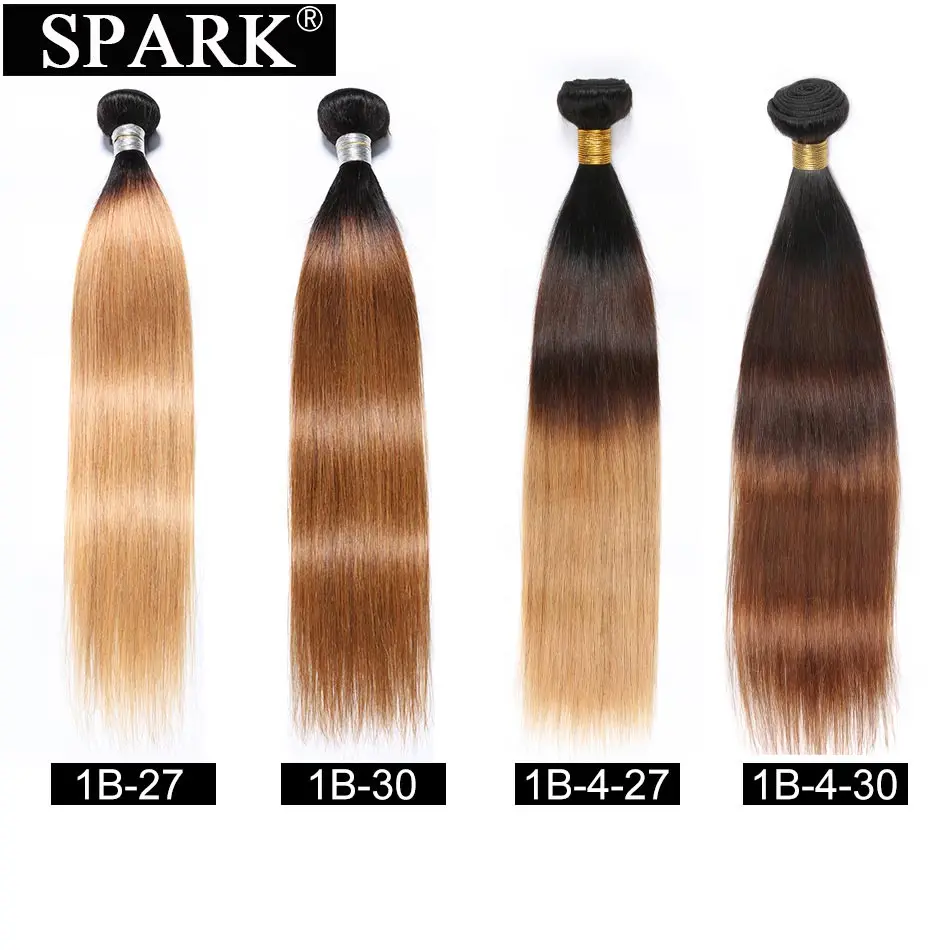 Пряди из 3/4 прямых человеческих волос с эффектом омбре|3/4 пучка на сетке| |