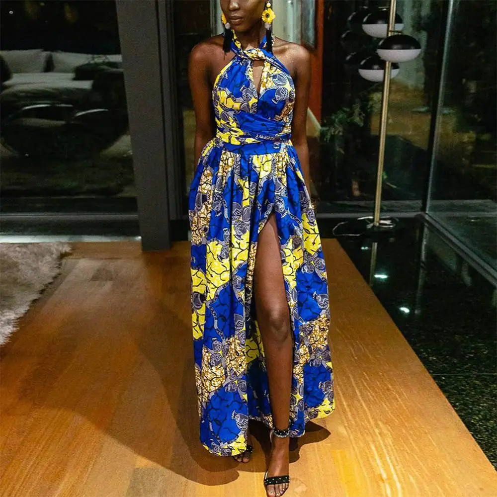 Женское платье макси с цветочным принтом Fadzeco длинное в африканском стиле