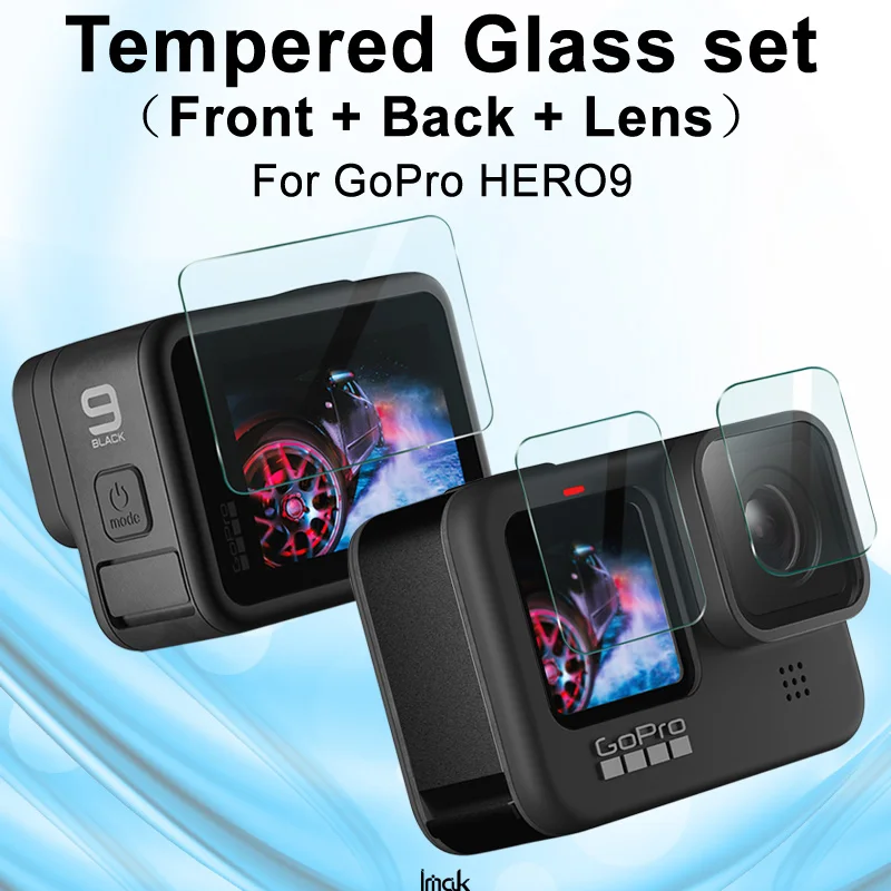 Для GoPro Hero 9 Закаленное стекло пленка IMAK объектив камеры + передняя и задняя защита