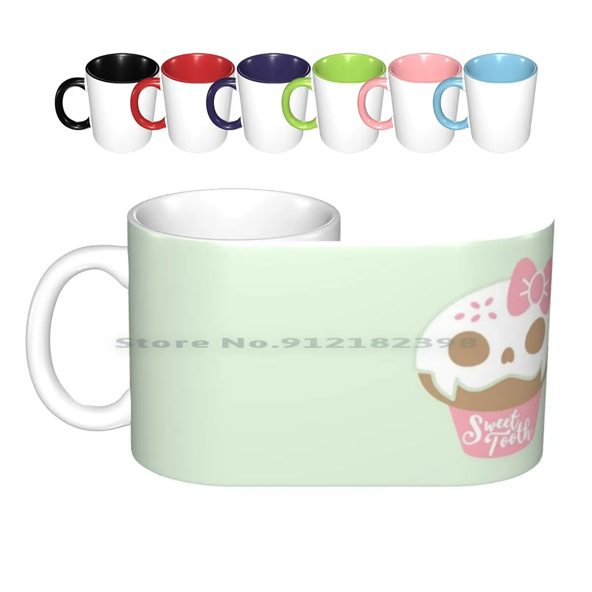 

Керамические кружки Sweet Tooth для кафе, кофейные чашки, Кружка для молока и чая, кекс, Череп, милый сладкий торт, вампир, вампили, клыки, розовый ц...