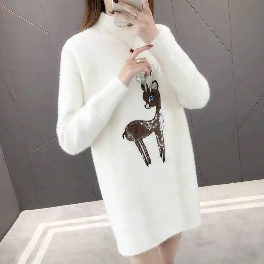 Женский вязаный свитер Yfashion Свободный Длинный с высоким воротом пуловер на зиму |