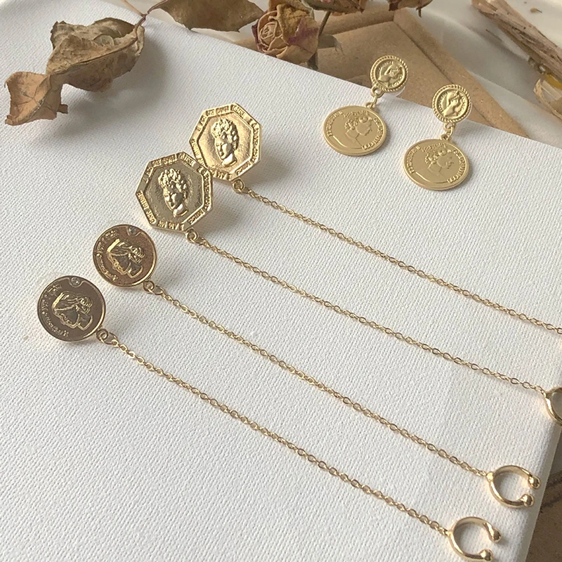 Европейские монеты SRCOI металлические серьги-цепочки клипса для костей