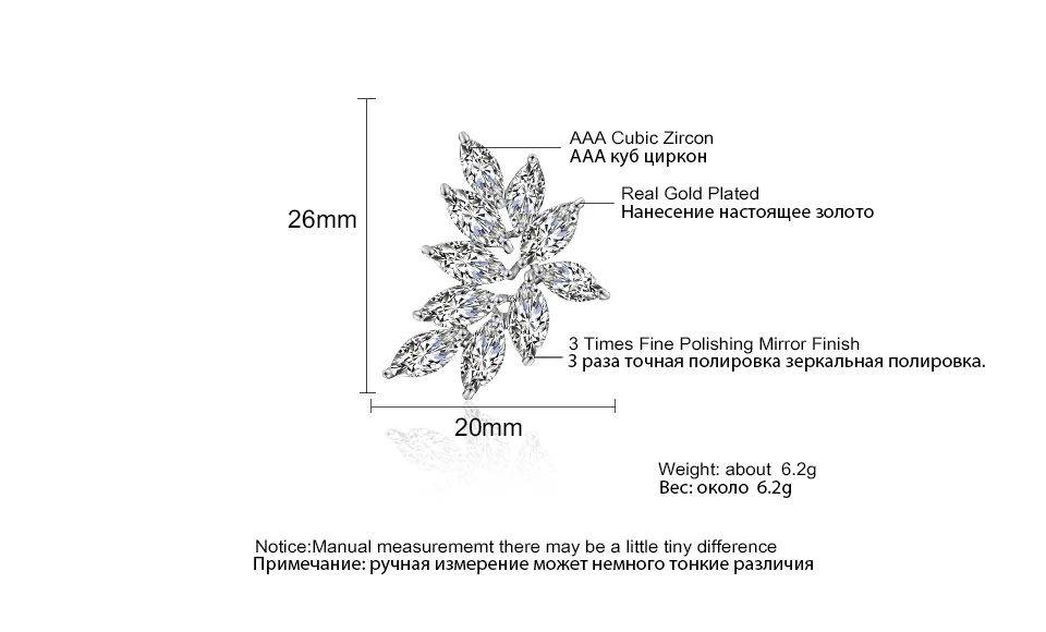 ZAKOL модные AAA кубический циркон цветок Форма, серьги со шпилькой, для Для женщин популярные лист украшения на день рождения, свадьбу подарок FSEP2233