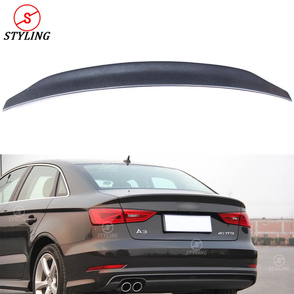 

A3 Sedan Carbon Fiber Spoiler For Audi S3 8V Rear Bumper trunk Spoiler Wing Caractere Style 2014 2015 2016 2017 2018 2019