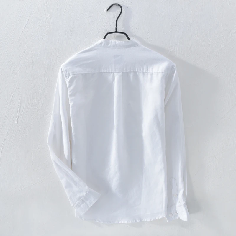 Новые белые рубашки с длинными рукавами и воротником-стойкой мужская брендовая