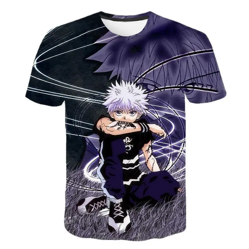 

Футболка Harakuju Hunter X Hunter Killua Zoldyck, модная футболка с коротким рукавом для мальчиков и девочек, детские футболки, топы