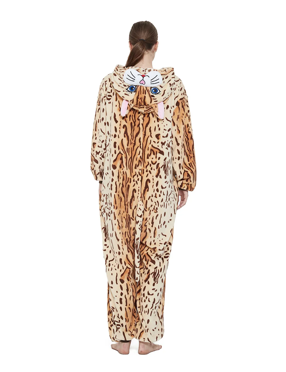 Women Animal Onesies Pajamas Leopard Print Cat Kigurumi Women's Homewear for Winter