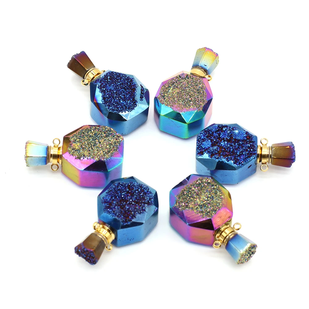Natural Stone Perfume Bottle Rhombus Pendant Essential Oil Diffuser For Jewelry Making DIY Necklace Accessories Healing Gift 1PC | Украшения