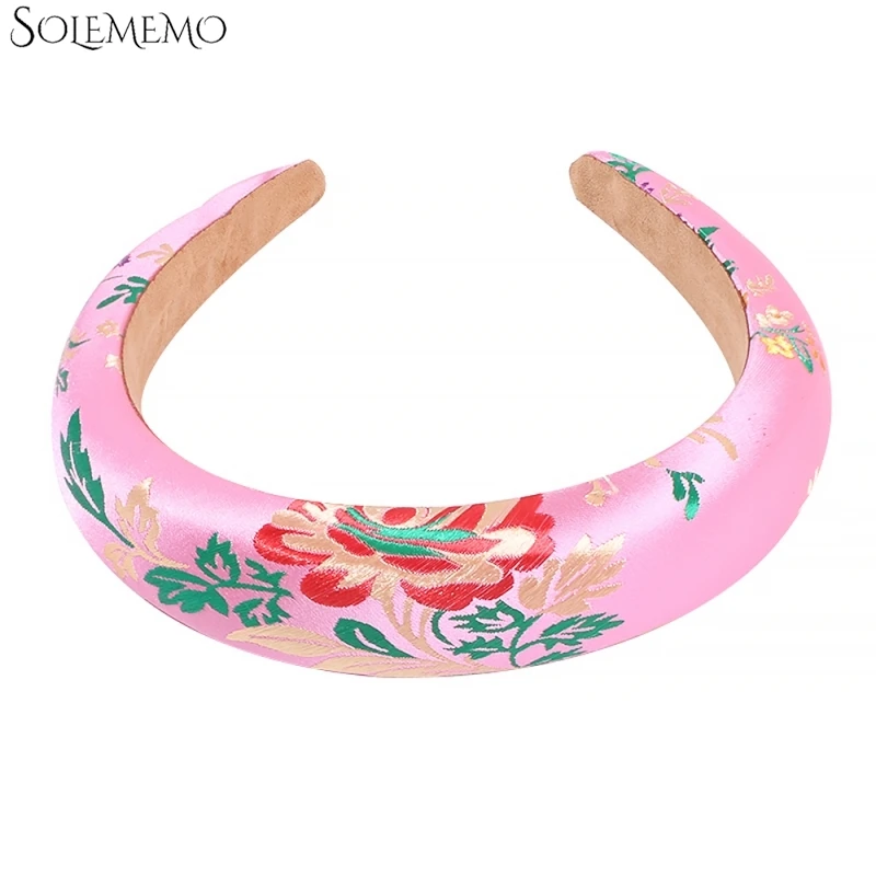 Женская повязка на голову с атласным узором в стиле ретро этнические украшения