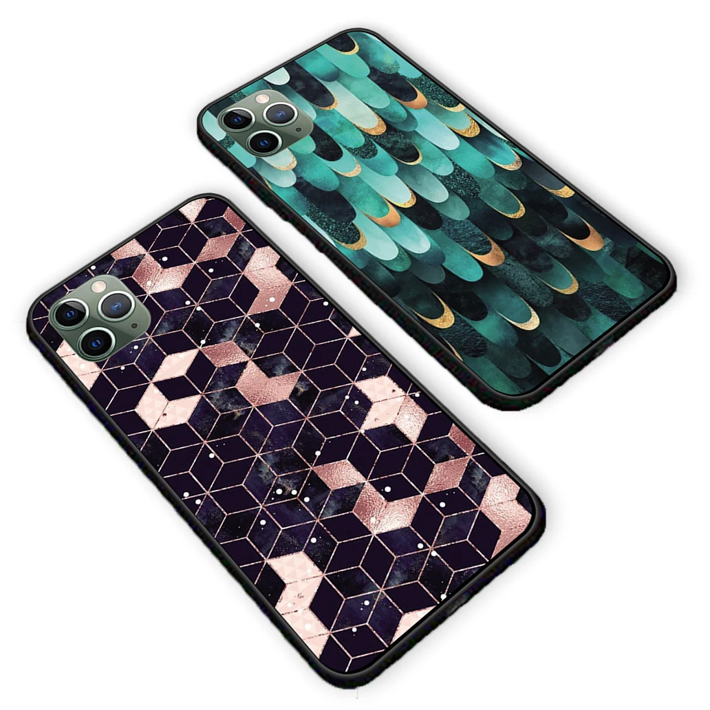 Розовый Золотой блестящий Мраморный черный чехол ТПУ для iPhone 5 5S 6 6s 7 8 Plus X XS XR 11 Pro