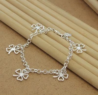 high quality 925 sterling silver bracelet four leaf clover bracelet 8 inches for women men party charm jewelry gifts
