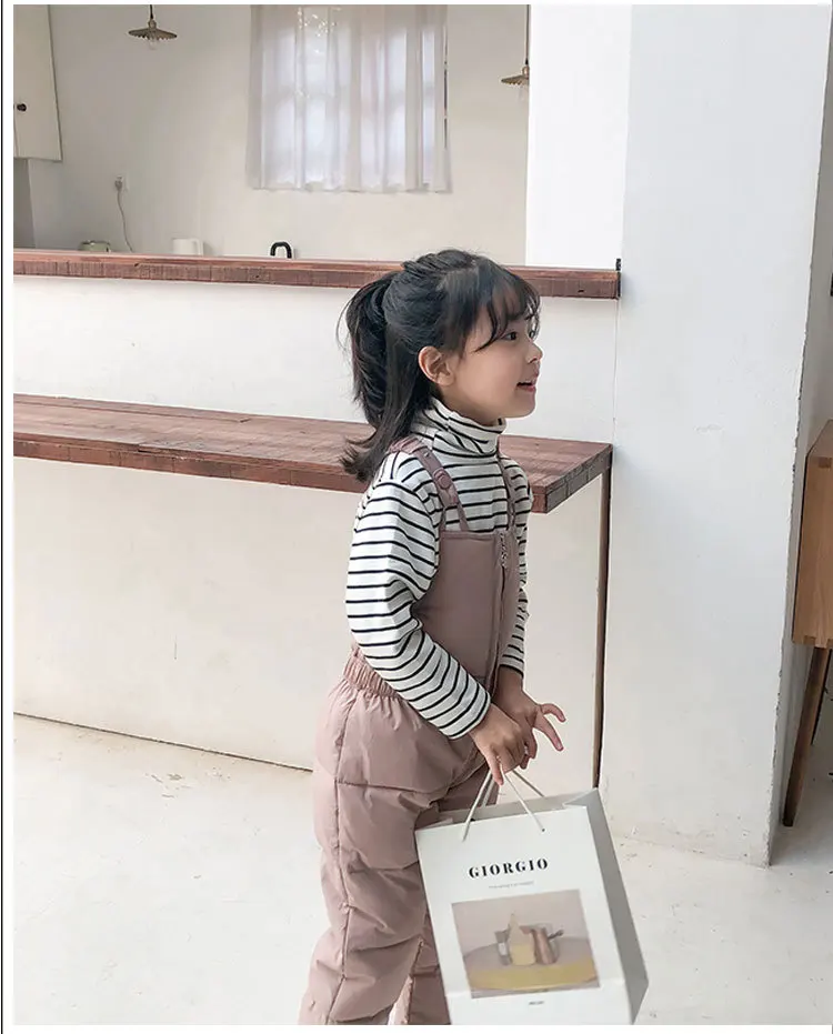 

OHMETOY Children Winter Warm Overalls Girls Boys Winter Thick Pants Cotton Filling Kids Overalls for Girls 1-5 Years Jumpsuit
