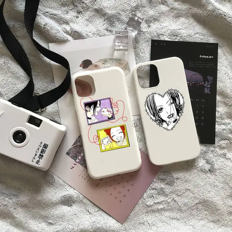 

anime nana Phone Case White Candy Color for iPhone 6 7 8 11 12 s mini pro X XS XR MAX Plus
