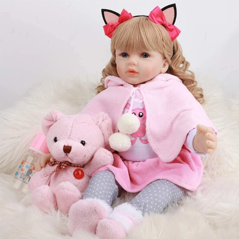 

24In Looking Lifelike Realistic Baby Vinyl Silicone Cloth Body Newborn Care Toy