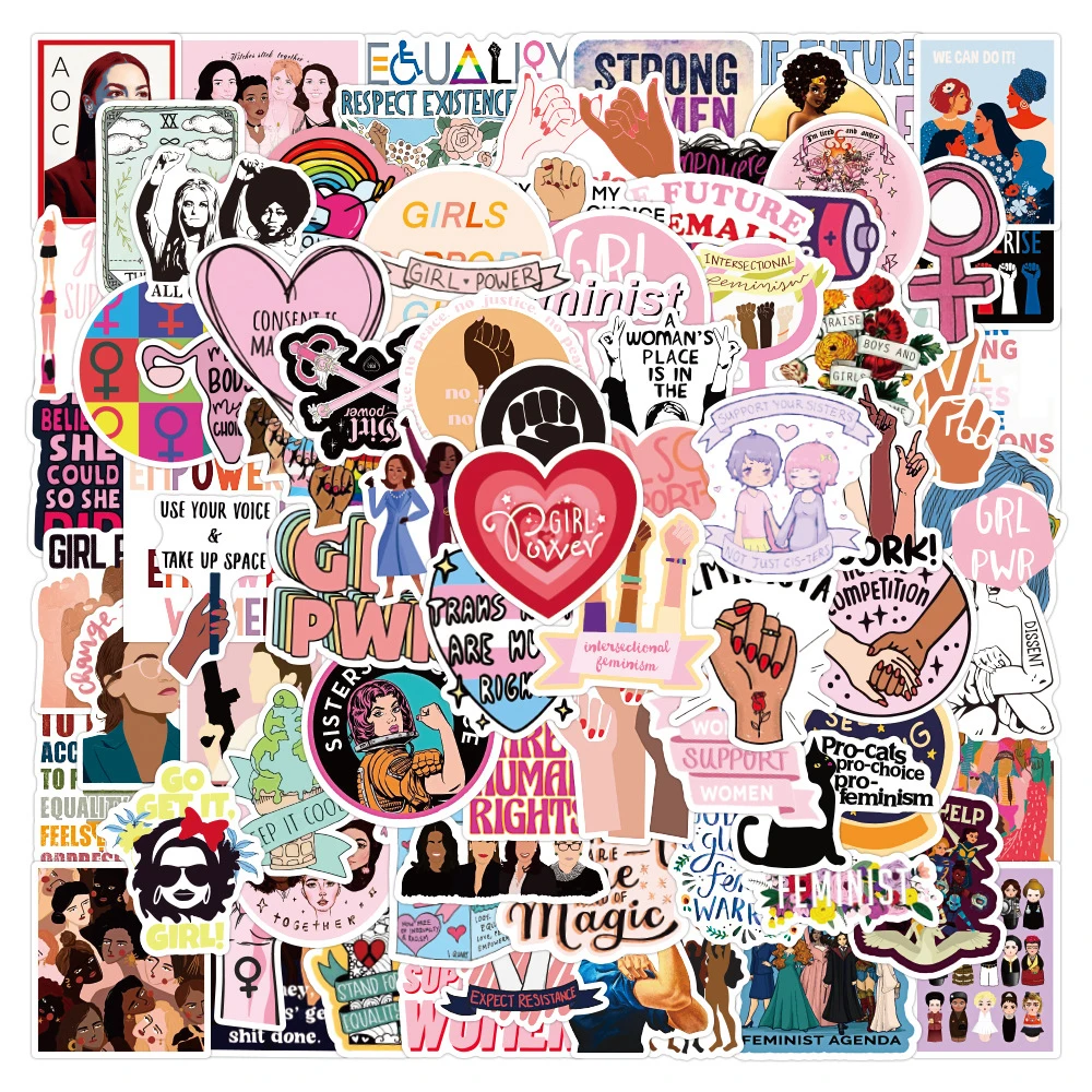 

10/50/100PCS Cool Girls Power Stickers Aesthetic Laptop Luggage Water Bottle Waterproof DIY Graffiti Decal Sticker Packs Kid Toy
