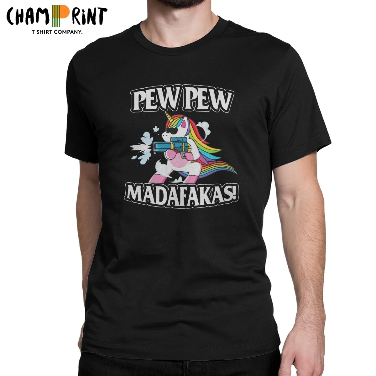 

Funny Pew Pew Madafakas Men's T Shirts Unicorn Humor Tee Shirt Short Sleeve Round Collar T-Shirts Cotton 4XL 5XL Clothes