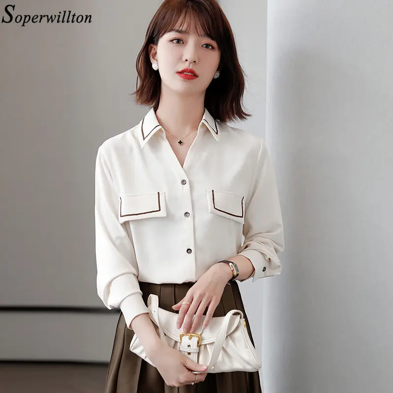 Офисная Женская рубашка женская элегантная белая блузка из шифона 2021 длинный