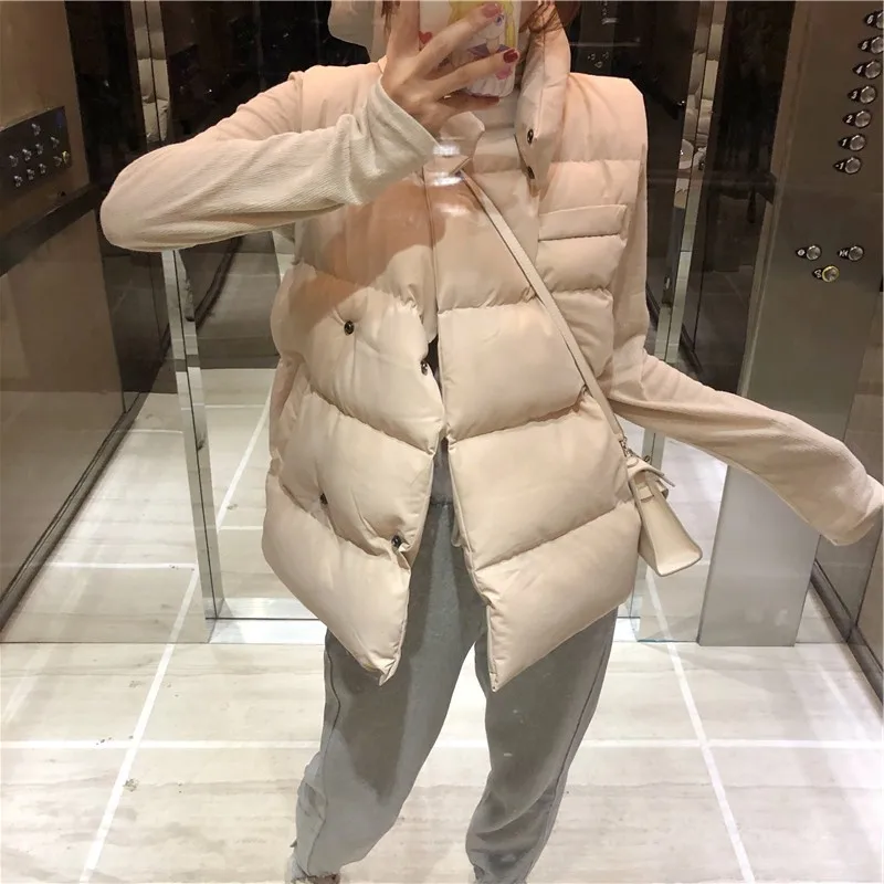 

2020 Winter Sleeveless Jacket Women 3 Colors Autumn Covered Button Casual Warm Outwear Femme Vest Top Black Female WaistCoat