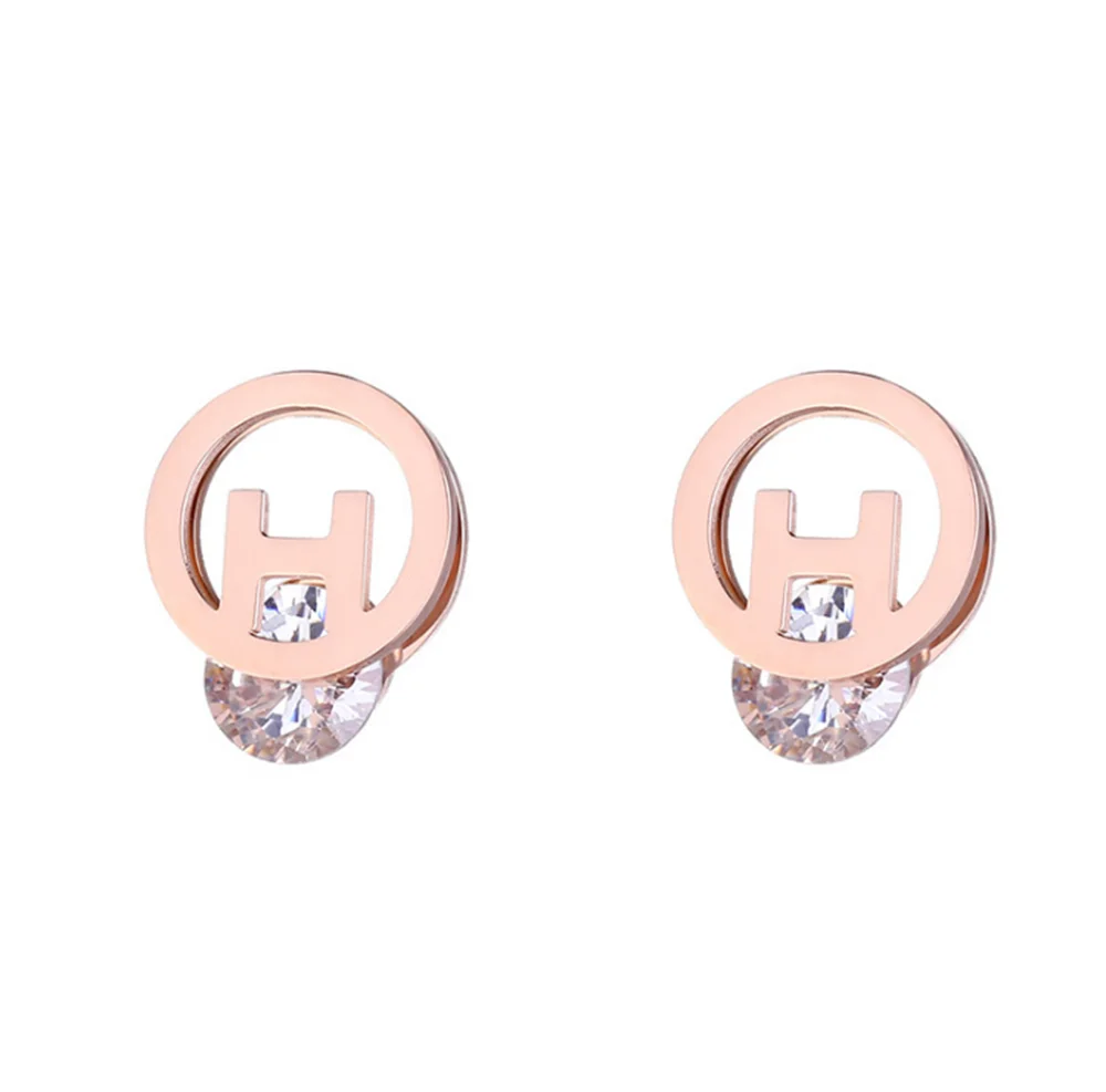 

316L Stainless Steel Simple English Letter D And H Earrings Female Zircon Titanium Fashion Jewelry No Fade