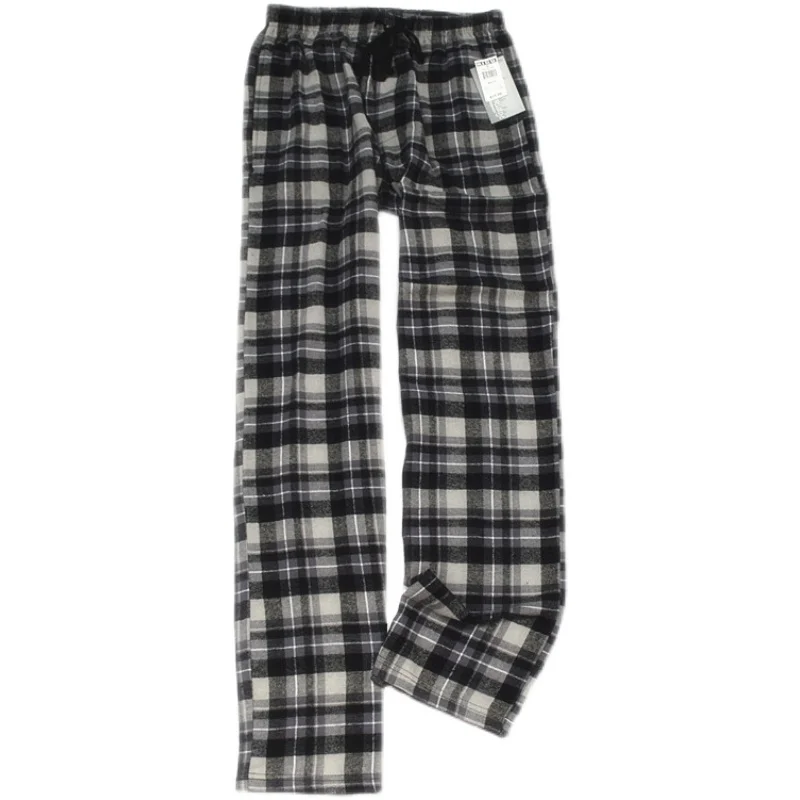Men's Trousers Cotton Plus Size Home Pants Waist Plaid