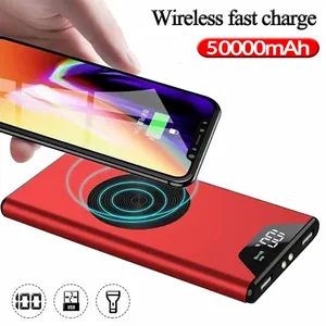 50000mah wireless charging power bank portable charging external battery charger led 2usb power bank for iphone xiaomi poverbank free global shipping