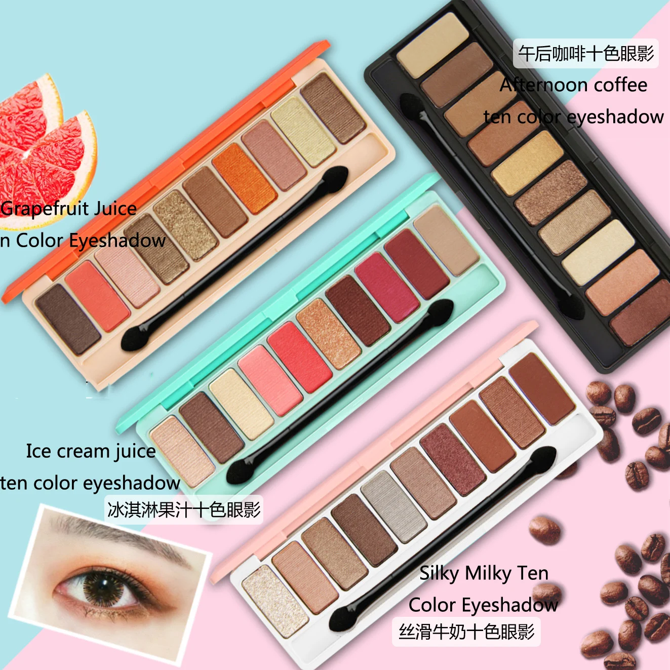 

Палитра теней для век модные обнаженные блестящие 10 цветов матовые цветные жемчужные тени студенческий нюдовый макияж матовый перламутров...