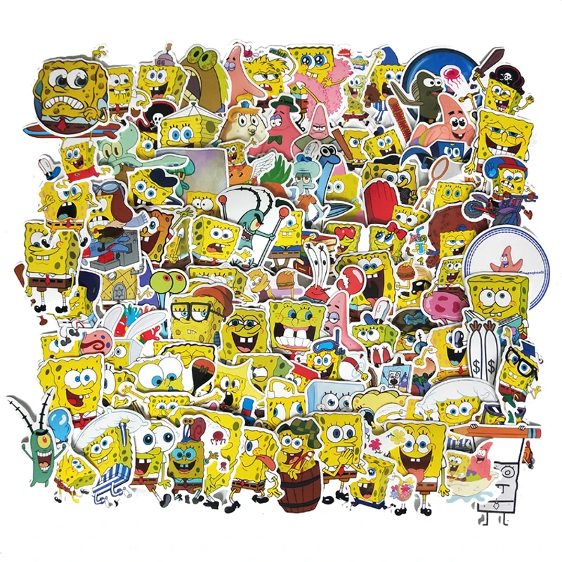 100 шт мультяшная губка Детские Водонепроницаемые наклейки для чемодана записная