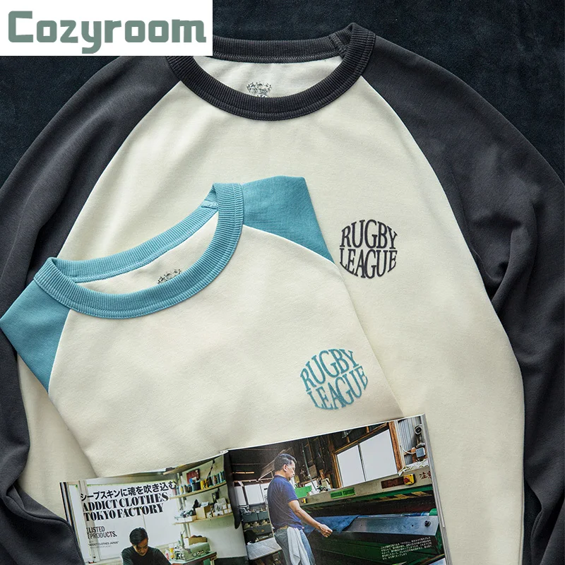 

Рабочие Длинные футболки Для мужчин ретро регби одинаковая Колледж с длинным рукавом Футболка с рукавами Saglan спортивные сужающаяся к талии...