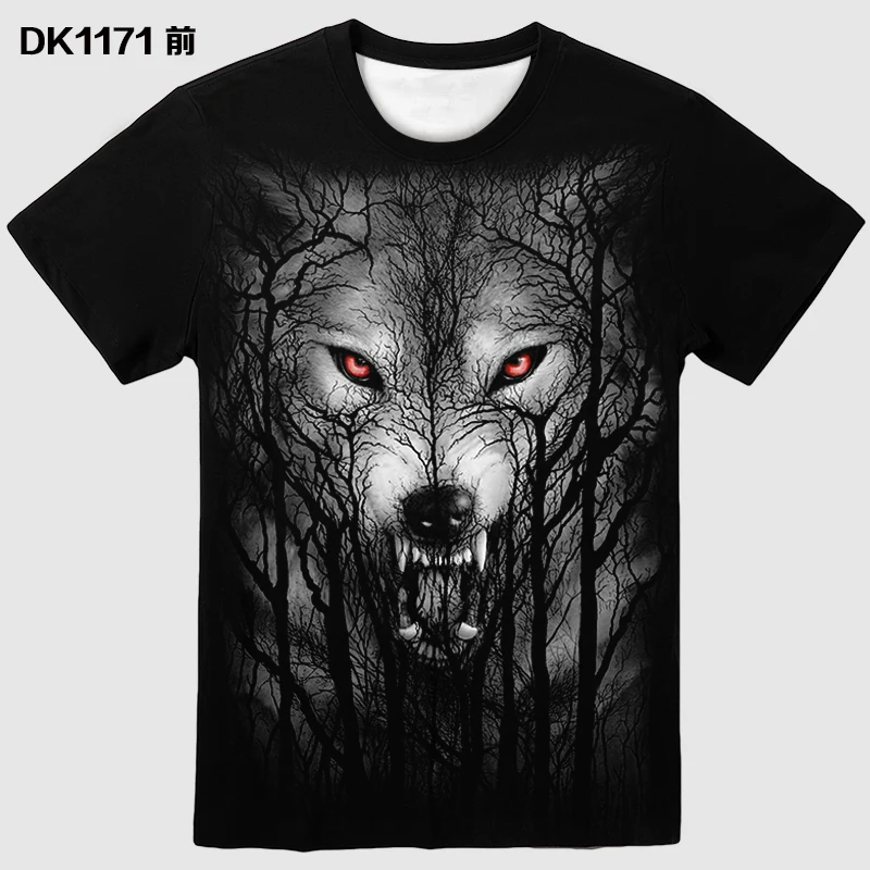 Летняя мужская и женская новая футболка с 3D принтом волка летняя модная