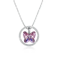 zemior 925 sterling silver pendant necklaces women ring butterfly shape austria crystal cubic zirconia simple wedding necklace