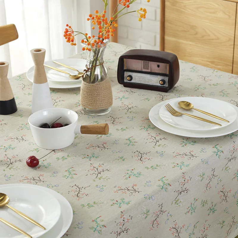 Senприйhon пасторальная льняная хлопковая скатерть зеленая жаккардовая кружевная