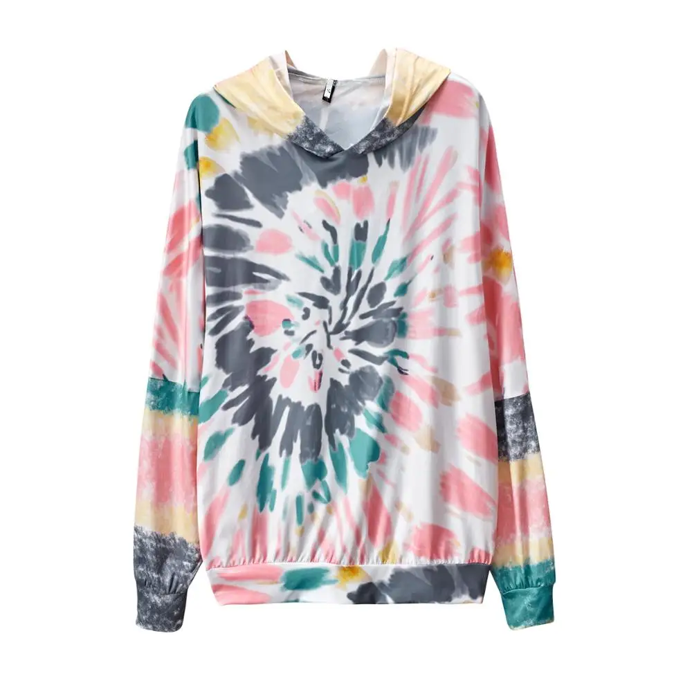 

Tie Dye Paisley Loose Oversize Hooded Hoodies For Women Fashion Sweatshirts Streetwear Pullover Casual Vintage Autumn 2020