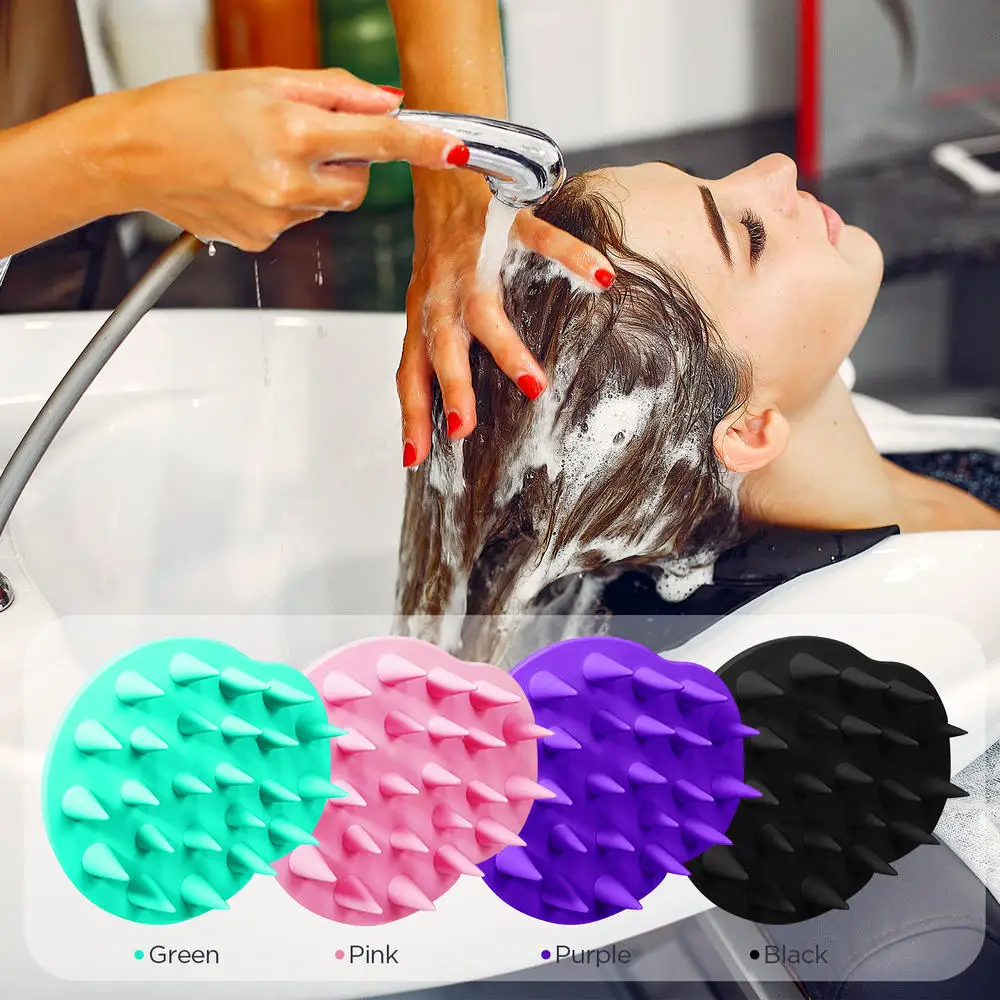 

Scalp Shampoo Brush Soft Flexible Silicone Bristles for Hair Care Head Relaxation Ergonomic Scalp Scrub for Dandruff Hair Growth