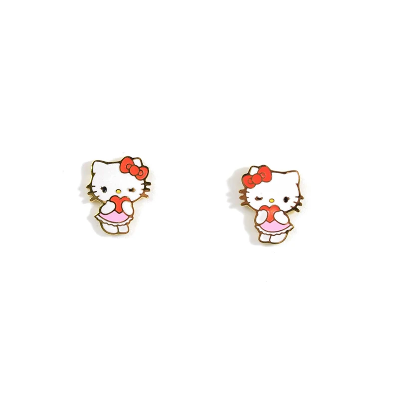 Ожерелье с рисунком hello kitty, детские серьги, ожерелье, набор золотых милых мультяшных котов, ожерелье, детский подарок, ожерелье из нержавеющей стали