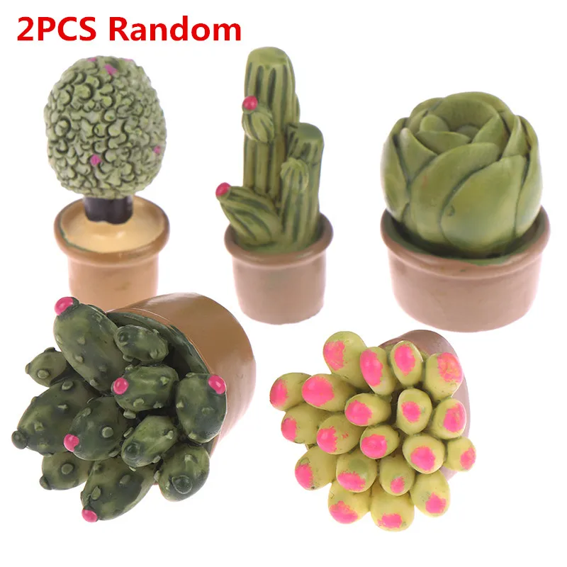 Миниатюрный миниатюрный зеленый кукольный домик в горшке 2 шт. 1:12 мини имитация