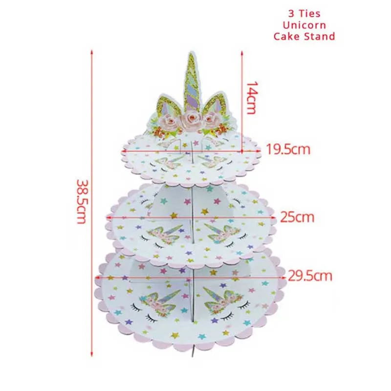 

Unicorn Party 3-tier Cup Cake Stand Paper Plates Cups Balloon Birthday Party Decoration Kids Unicornio Party Girls Baby Shower