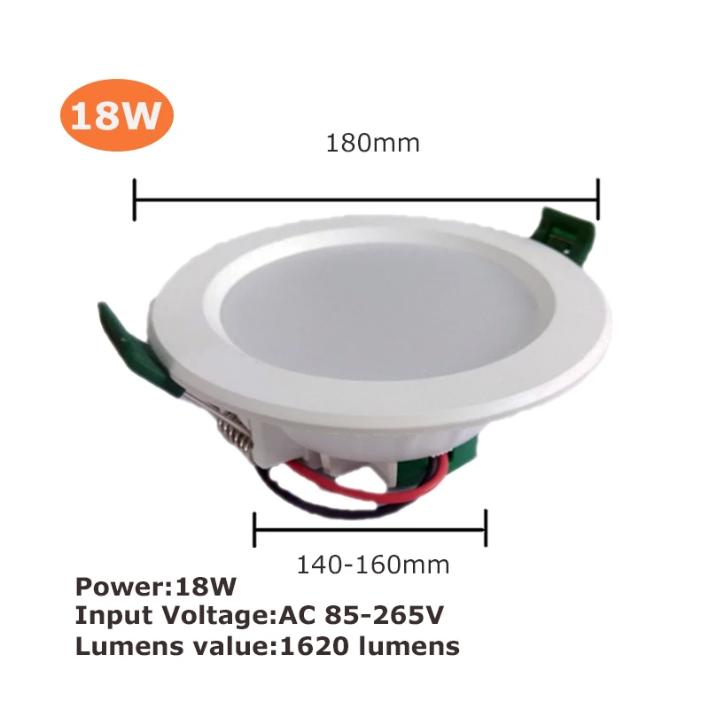 LED Downlight 18W Светодиодный светильник 3 Вт, 5 Вт, 9 Вт, 12 Вт, 15 Вт, 18 Вт, светодиодный круглый встраиваемый потолочный светильник 220 В, 230 В, 240 в, светодиодный светильник для спальни, кухни, помещений - Испускаемый цвет: LED Downlight 18W