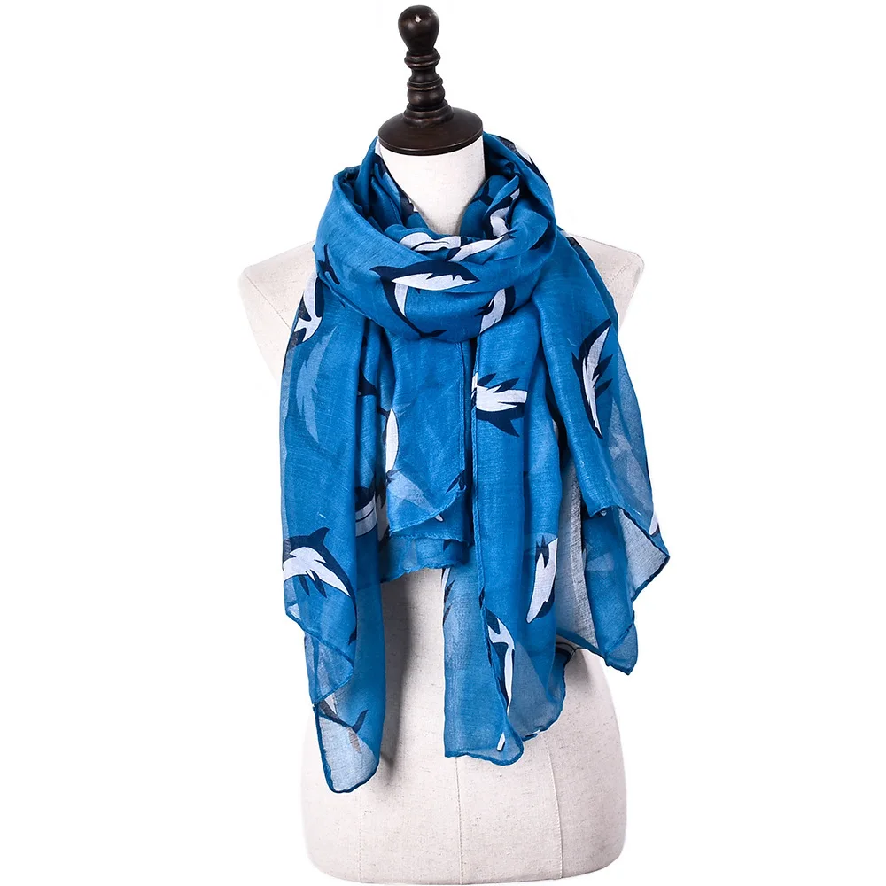 Морской Дельфин дизайн вискоза пробираться через океан с рисунком Кита шали