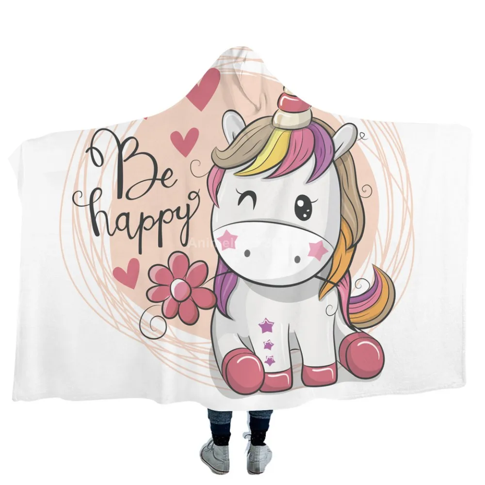 Comprare Coperta Con Cappuccio In Lana Di Cotone Animale Con Stampa 3D Unicorno Cartoon Per Letti Copriletto Per Bambini Coperte Da Tiro Decorazione Personalizzata Lusso