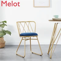 luxury golden iron dining chair creative bow backchair restaurant pink dressing stools livingroom chairs