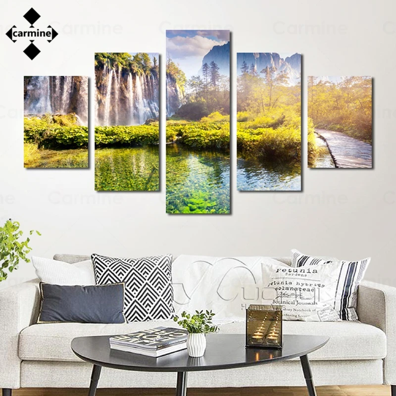 

Printing Pictures 5 Pieces Landscape Painting On Canvas Home Mountain Wall Art Modular Posters and Prints Living Room Decoration