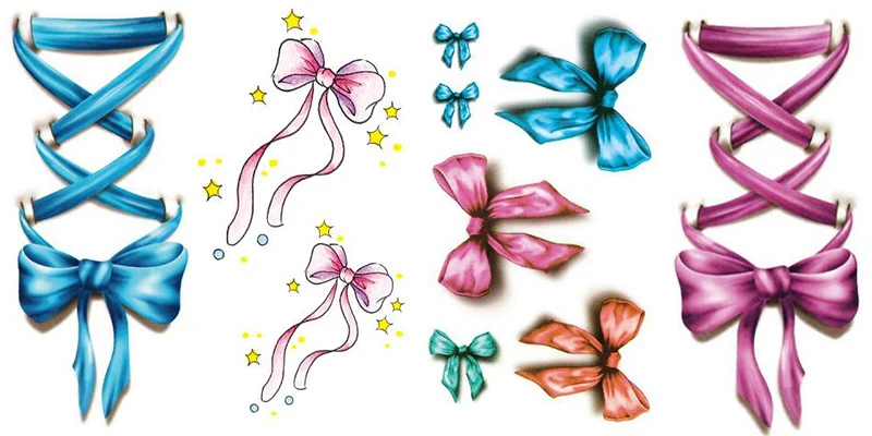 Боди-Арт Красота Макияж Розовый и Синий Лук на Руку Водонепроницаемый Временные