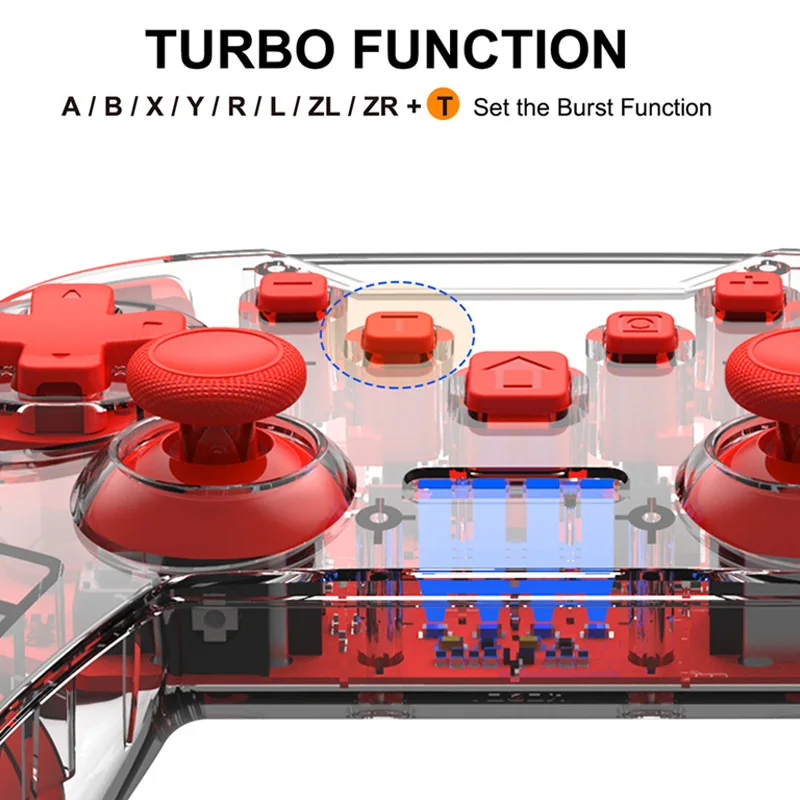 Прозрачный беспроводной Профессиональный контроллер Bluetooth Gyro Axis Turbo и Двойной