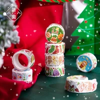 1 roll washi paper die cutting tape christmas cartoon hand account material decoration stickers 150 pieces 8 types