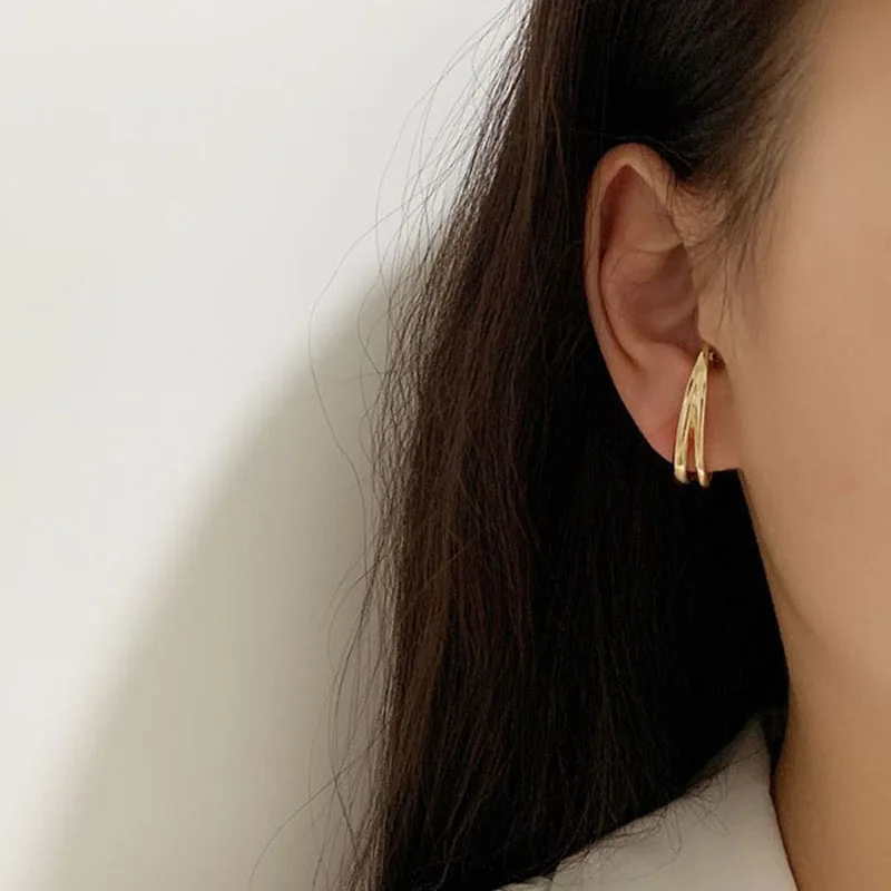 Модные овальные круглые серьги клипсы золотого цвета поддельные без пирсинга