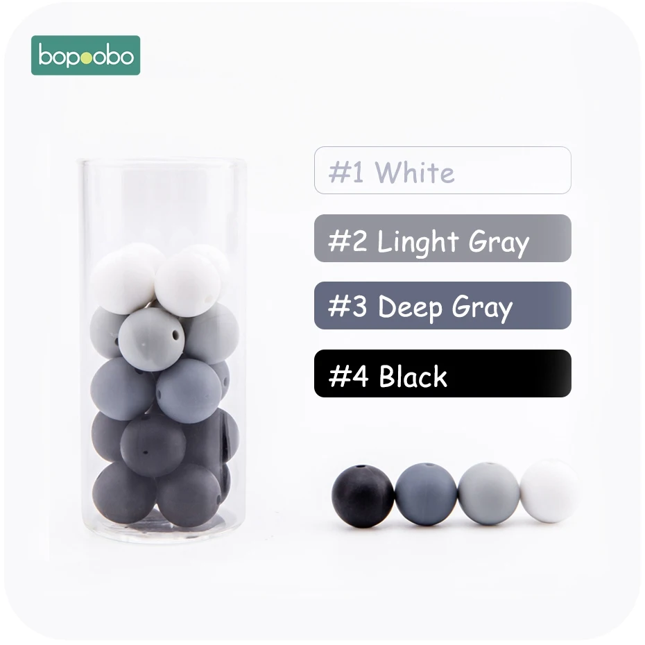 Gray Series Bopoobo 500 шт Силиконовые бусины 12 мм Жемчуг силиконовые пищевые Детские Прорезыватели для зубов DIY кормящих браслет кулон грызунов детский Прорезыватель - Цвет: Gray Series