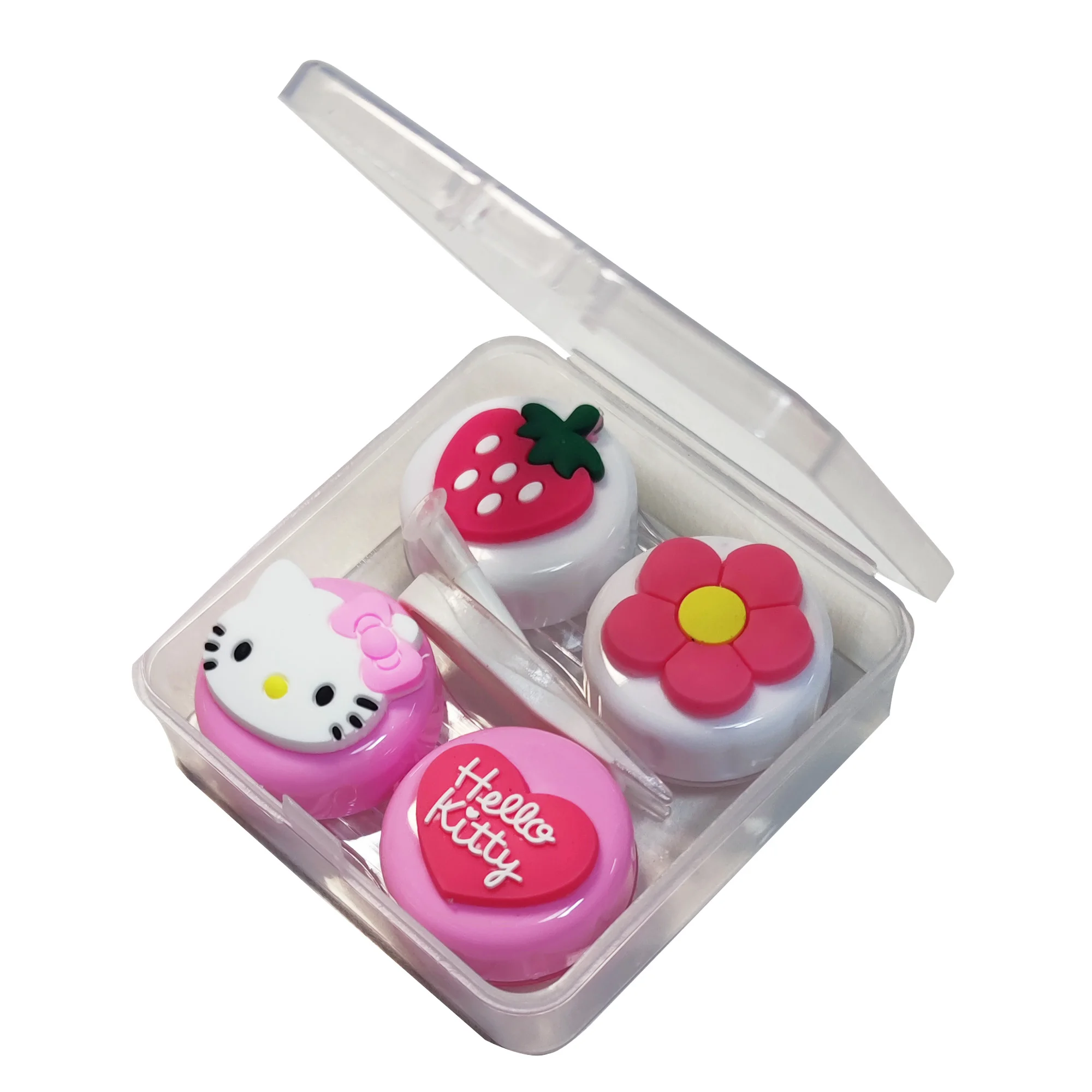 

Contact Lens Cases Pinky Sweet Box Convenient Cat Flower 2pairs Travel Kits for Contact Lens Small Container CA5814
